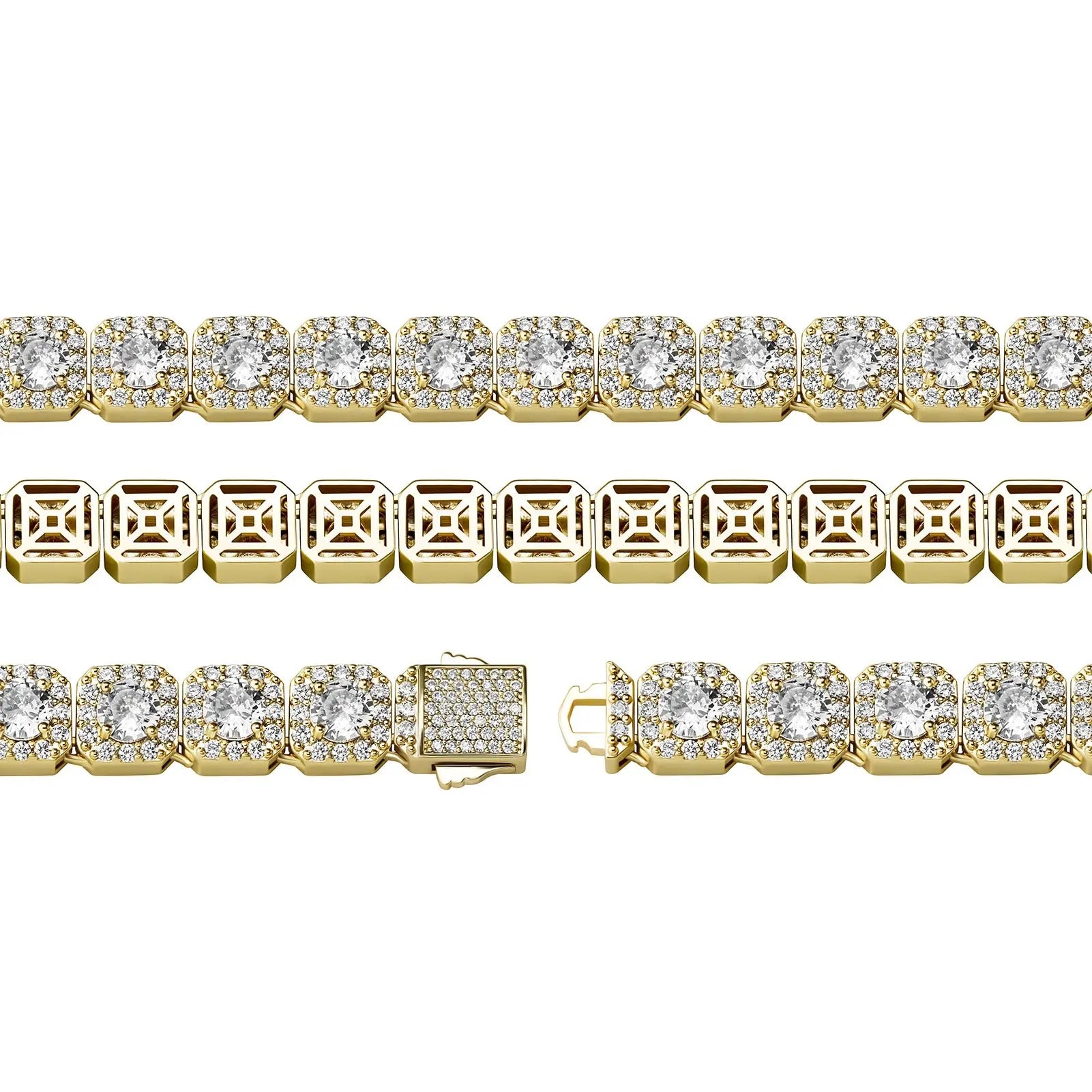 10mm Clustered Tennis Chain in Yellow Gold The Icetruck