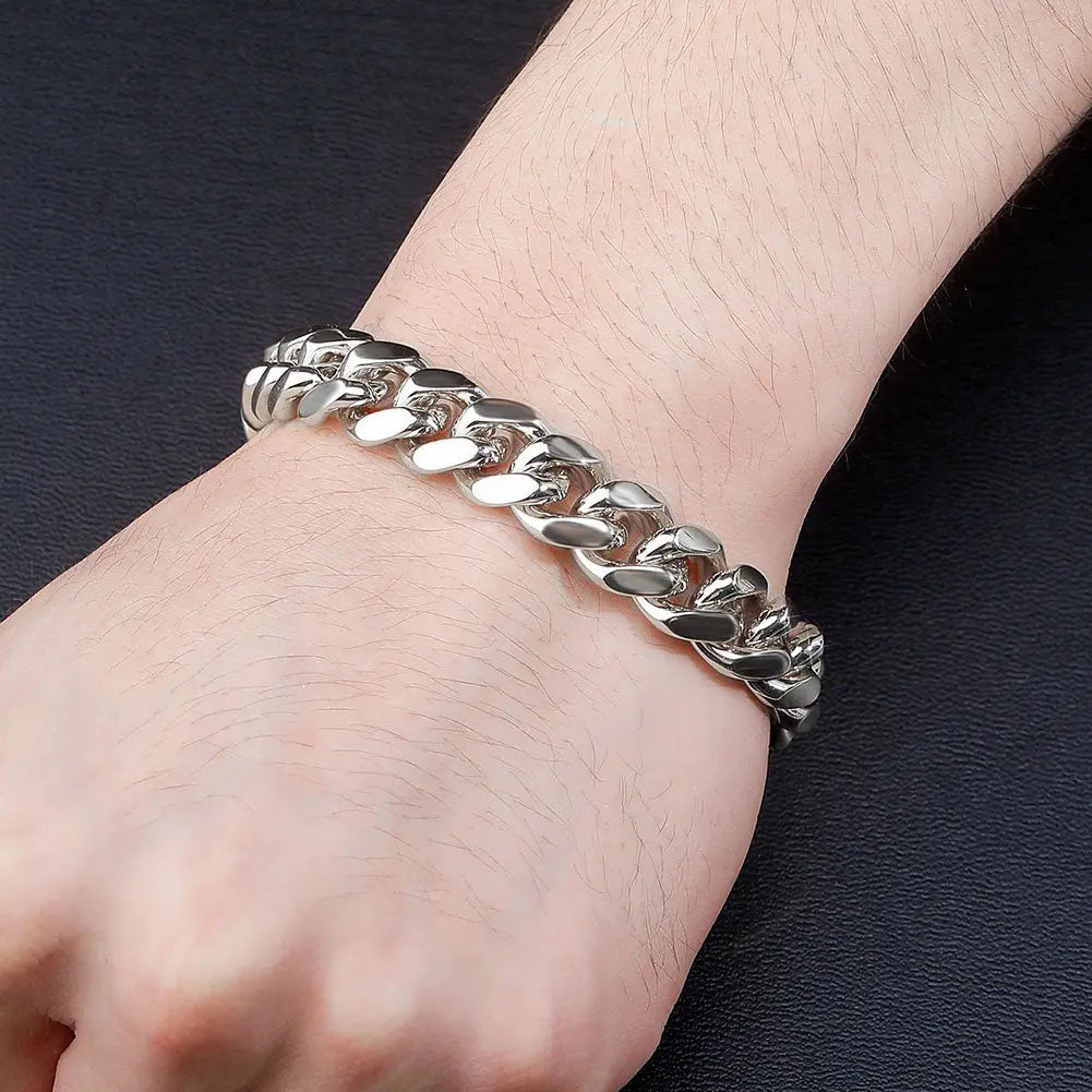 10mm Iced Clasp Cuban Bracelet in White Gold The Icetruck