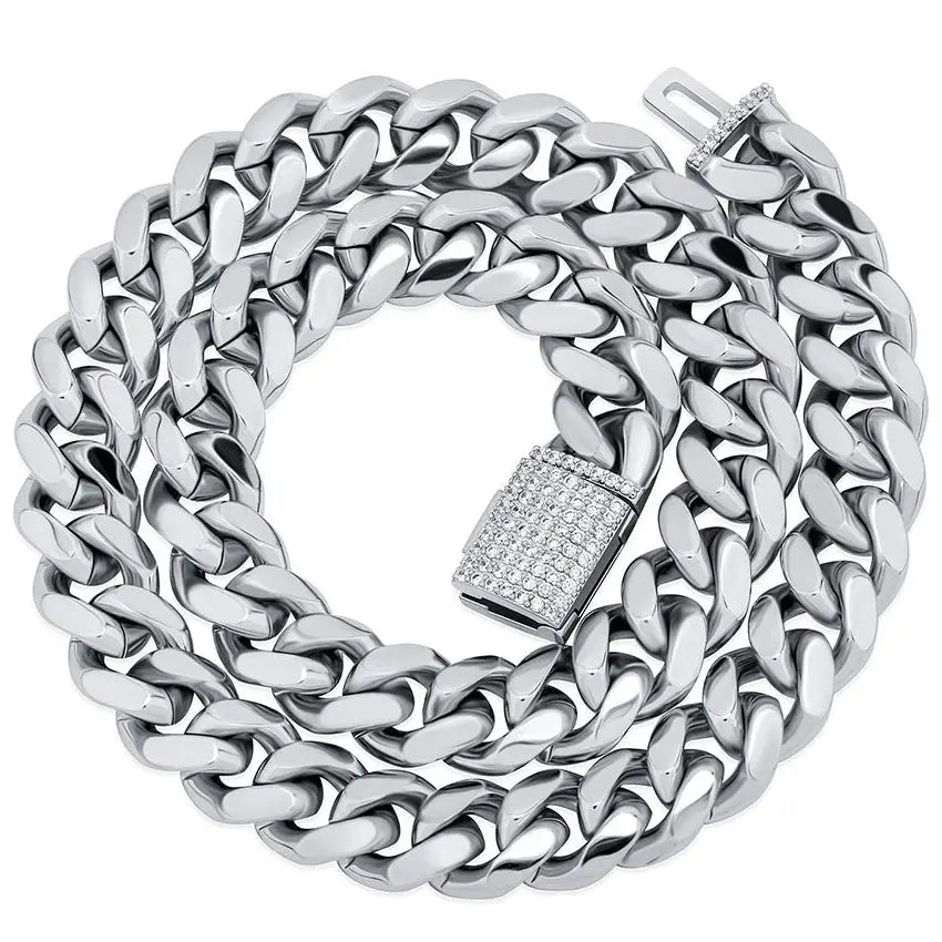 10mm Iced Clasp Cuban Chain in White Gold 2461cm The Icetruck