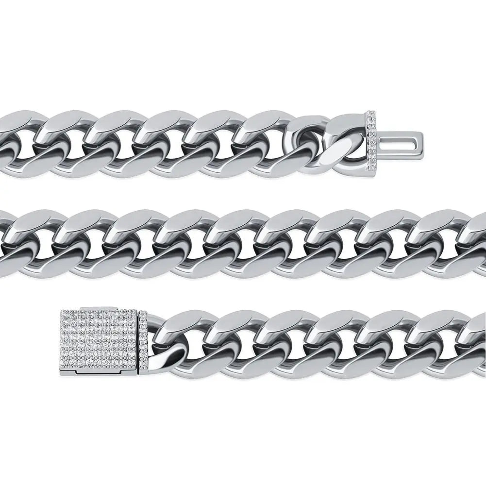 10mm Iced Clasp Cuban Chain in White Gold The Icetruck