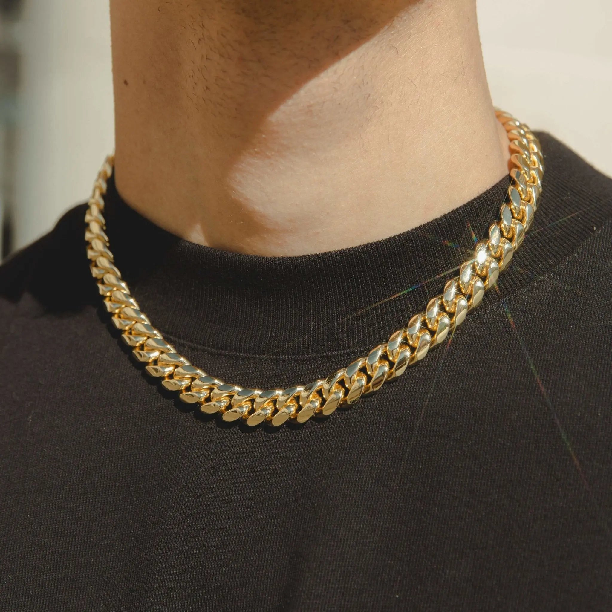 10mm Iced Clasp Cuban Chain in Yellow Gold The Icetruck