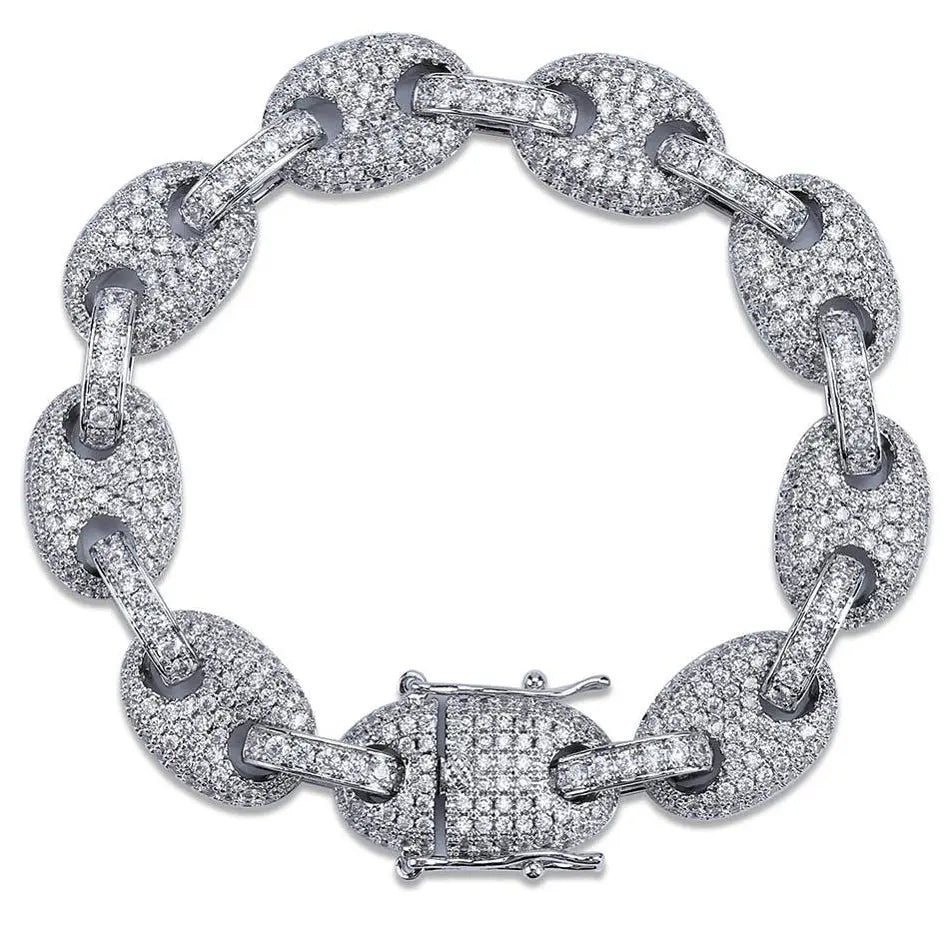 12mm Iced G-Link Bracelet in White Gold 820.3cm The Icetruck