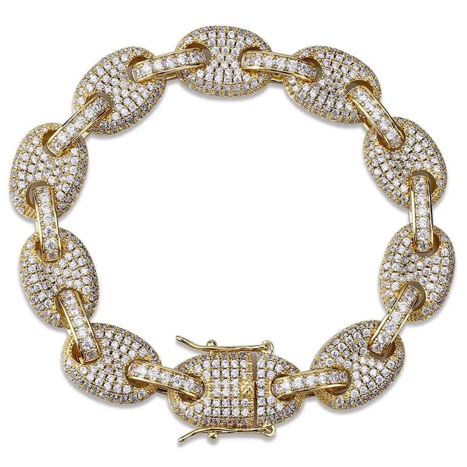 12mm Iced G-Link Bracelet in Yellow Gold 820.3cm The Icetruck