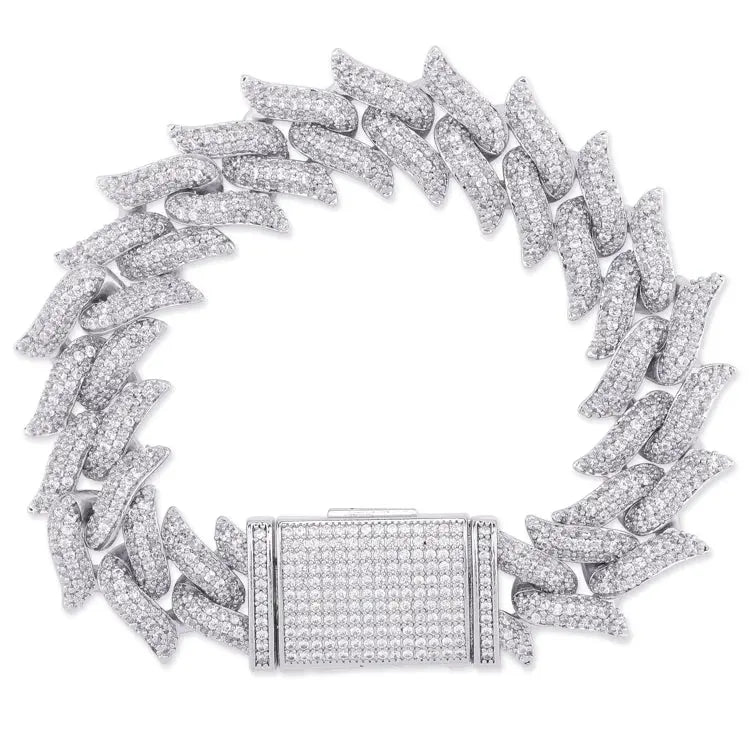16mm Spiked Cuban Bracelet in White Gold 922.9cm The Icetruck