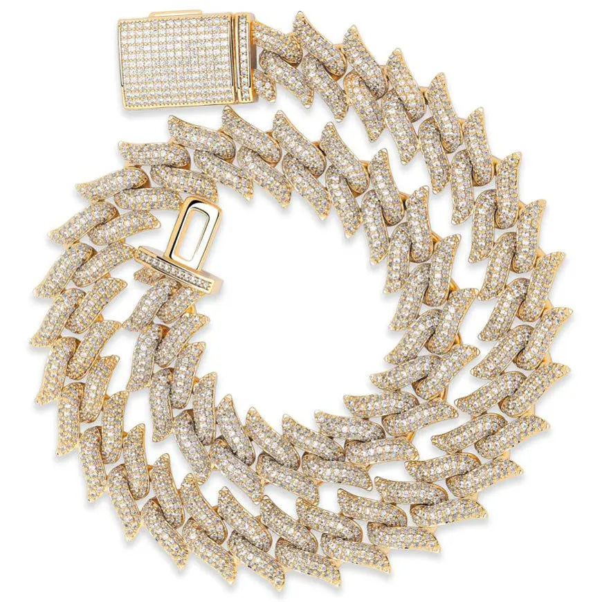 16mm Spiked Diamond Cuban Chain in Yellow Gold 2255.9cm The Icetruck