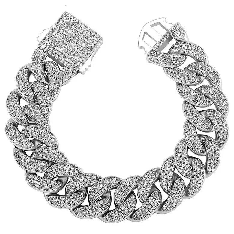 18mm Iced Cuban Link Bracelet in White Gold 922.8cm The Icetruck