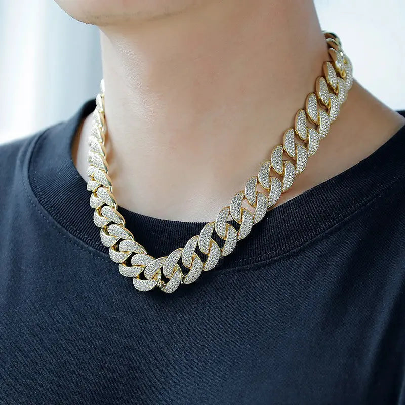 18mm Iced Cuban Link Chain in Yellow Gold 2255.9cm The Icetruck