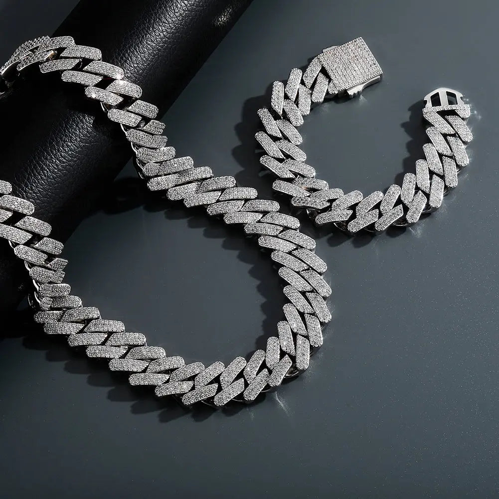 20mm Diamond Prong Link Bracelet in White Gold The Icetruck
