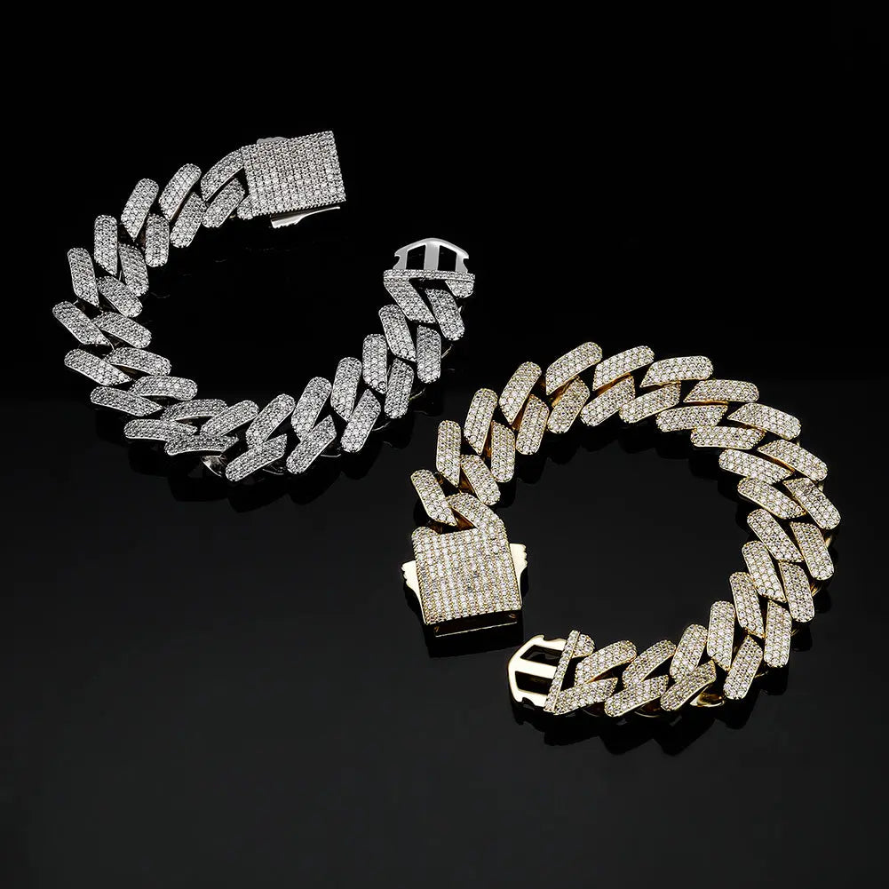 20mm Diamond Prong Link Bracelet in White Gold The Icetruck