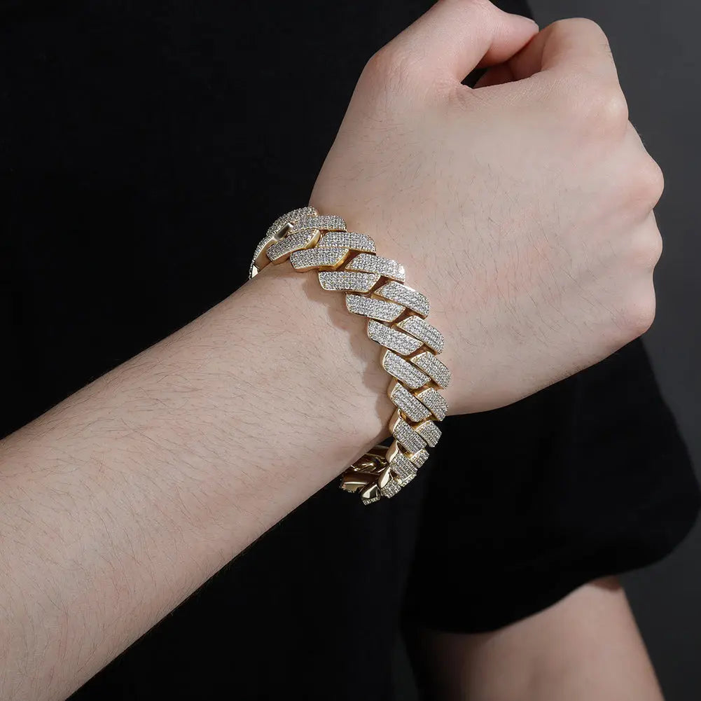20mm Diamond Prong Link Bracelet in Yellow Gold The Icetruck