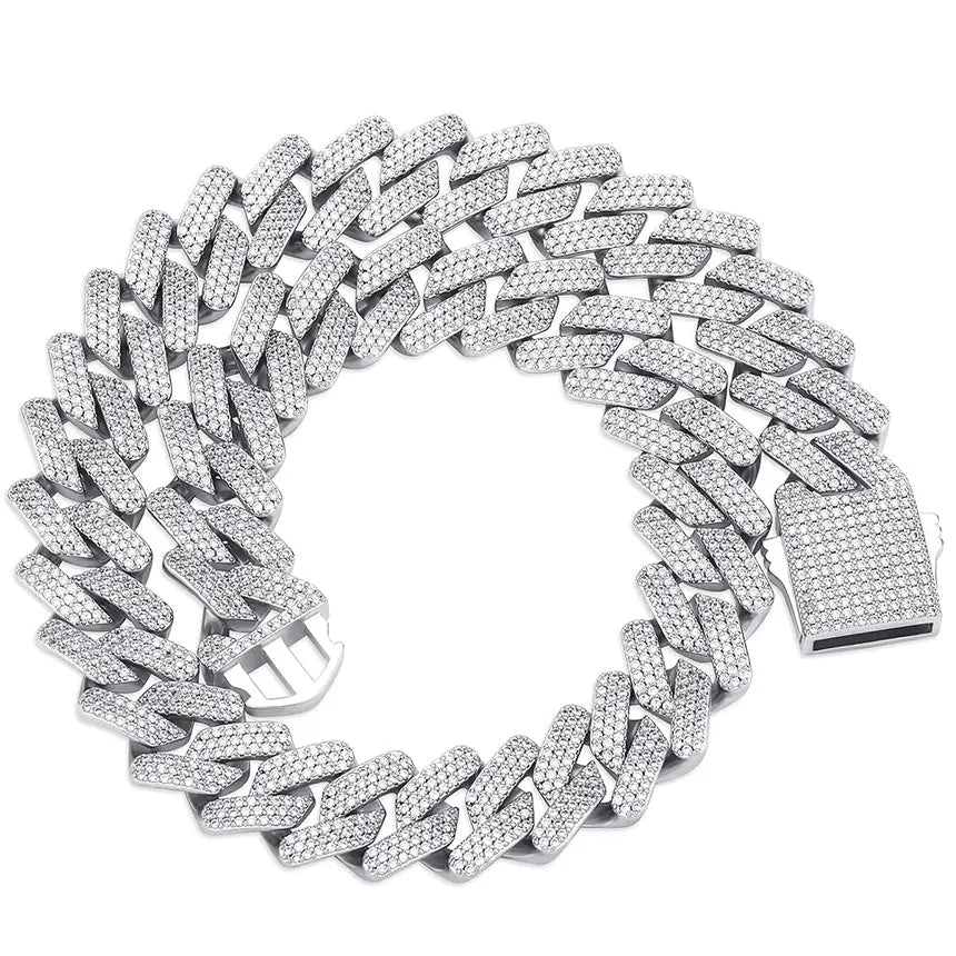 20mm Diamond Prong Link Chain in White Gold 2255.9cm The Icetruck