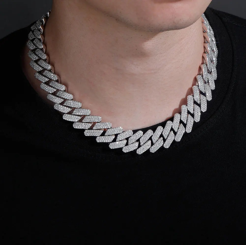 20mm Diamond Prong Link Chain in White Gold The Icetruck