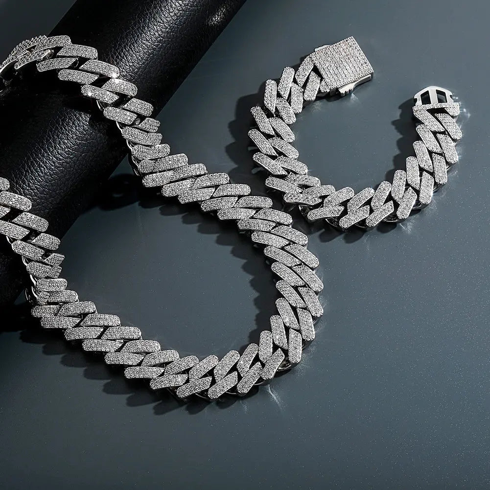 20mm Diamond Prong Link Chain in White Gold The Icetruck