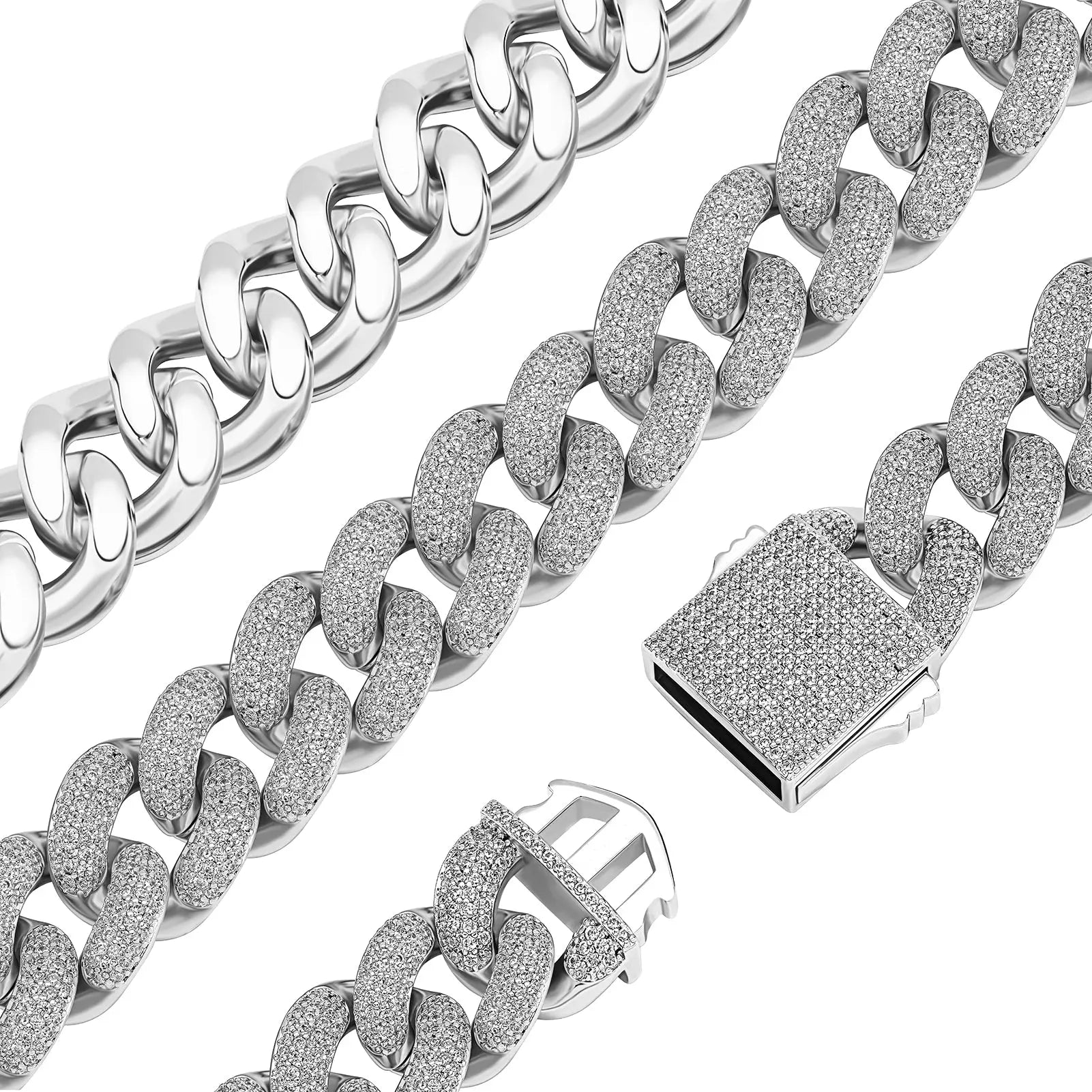 20mm Iced Cuban Link Chain in White Gold The Icetruck