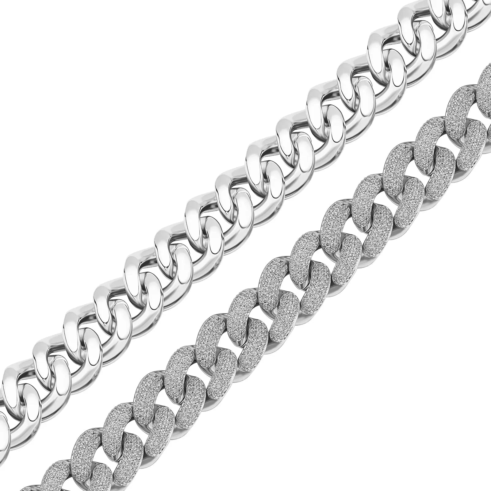 20mm Iced Cuban Link Chain in White Gold The Icetruck