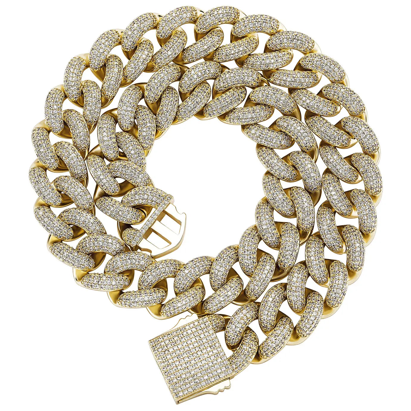 20mm Iced Cuban Link Chain in Yellow Gold 2255.9cm The Icetruck