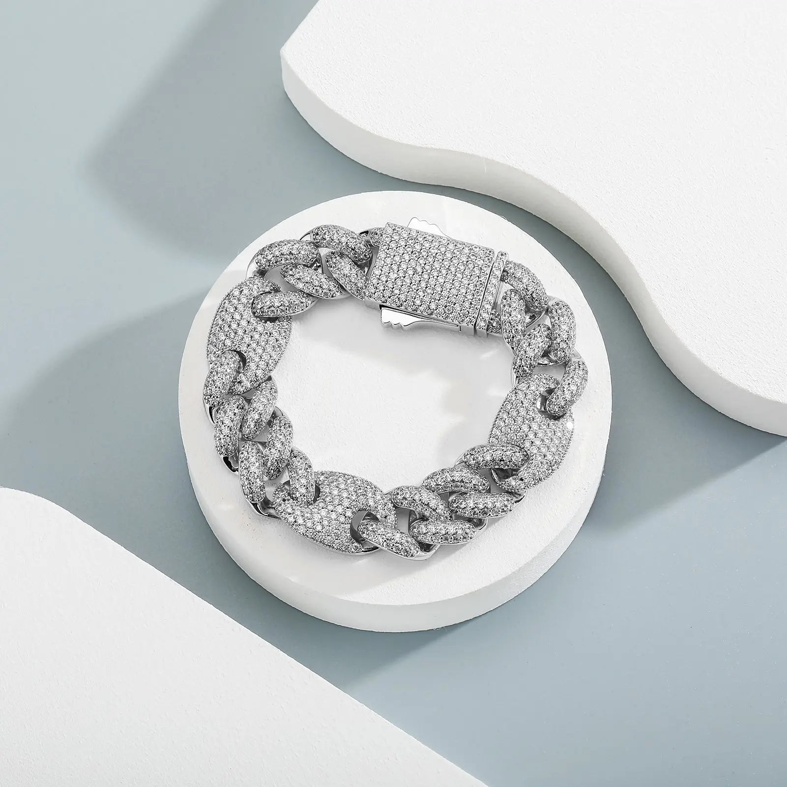 20mm Miami Cuban G-Link Bracelet in White Gold The Icetruck