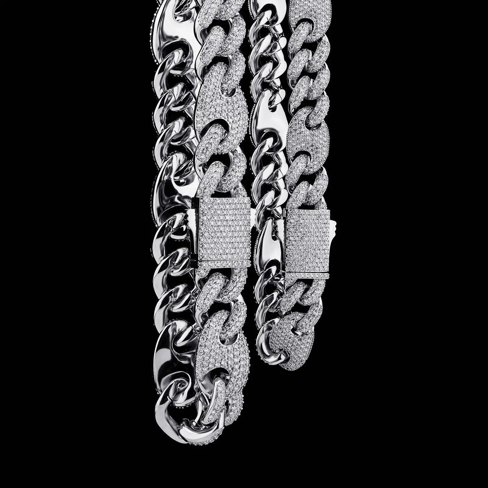 20mm Miami Cuban G-Link Chain in White Gold The Icetruck