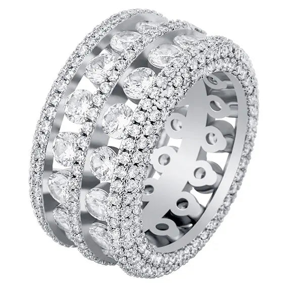 5 Row Diamond Band Ring in White Gold 11925Silvermadetoorder The Icetruck