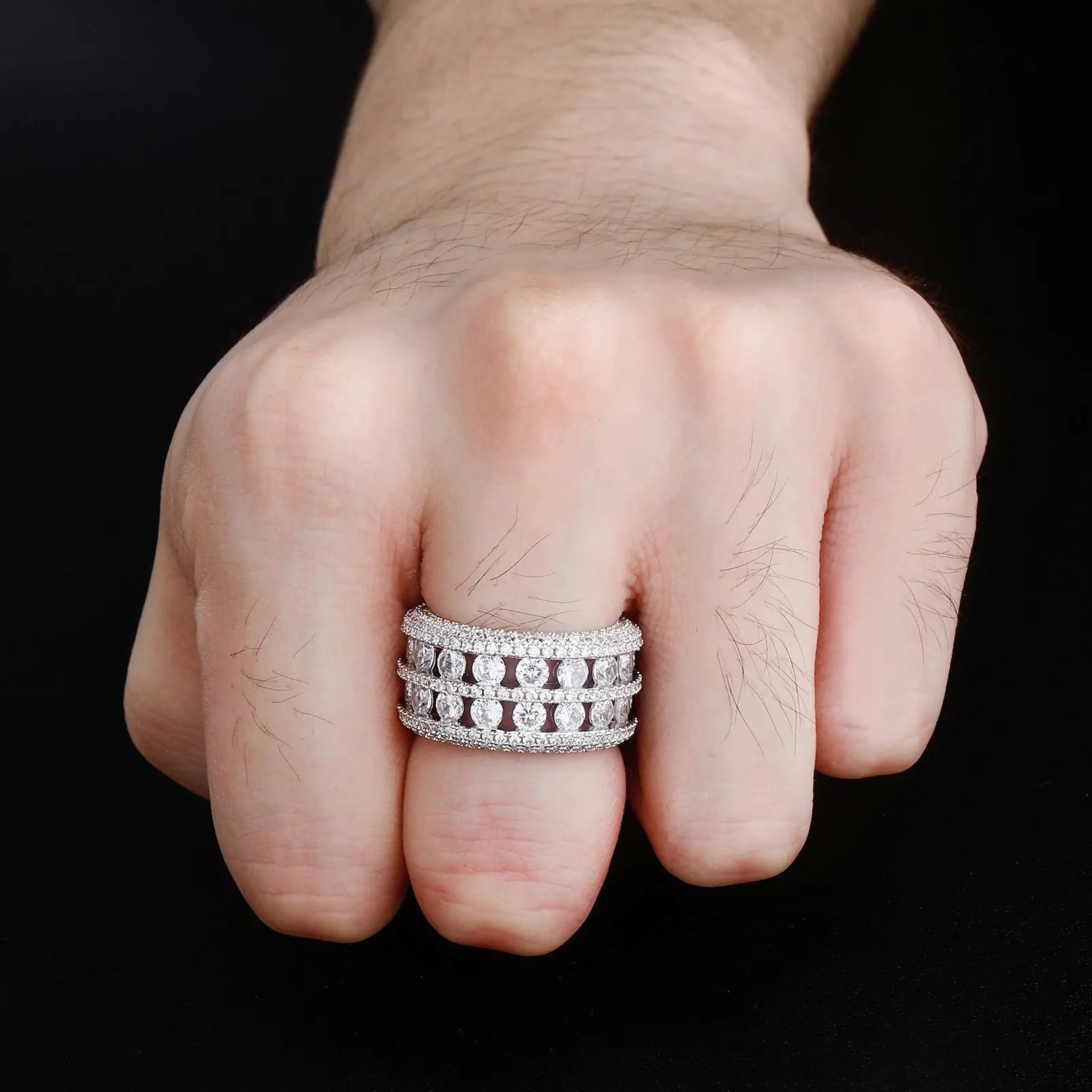 5 Row Diamond Band Ring in White Gold The Icetruck