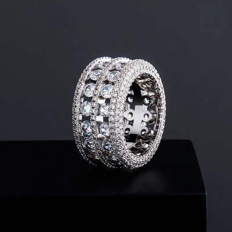5 Row Diamond Band Ring in White Gold The Icetruck
