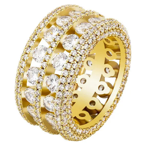 5 Row Diamond Band Ring in Yellow Gold 11GoldVermeilmadetoorder The Icetruck