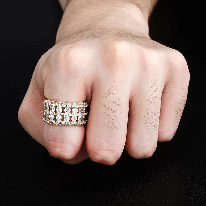 5 Row Diamond Band Ring in Yellow Gold The Icetruck
