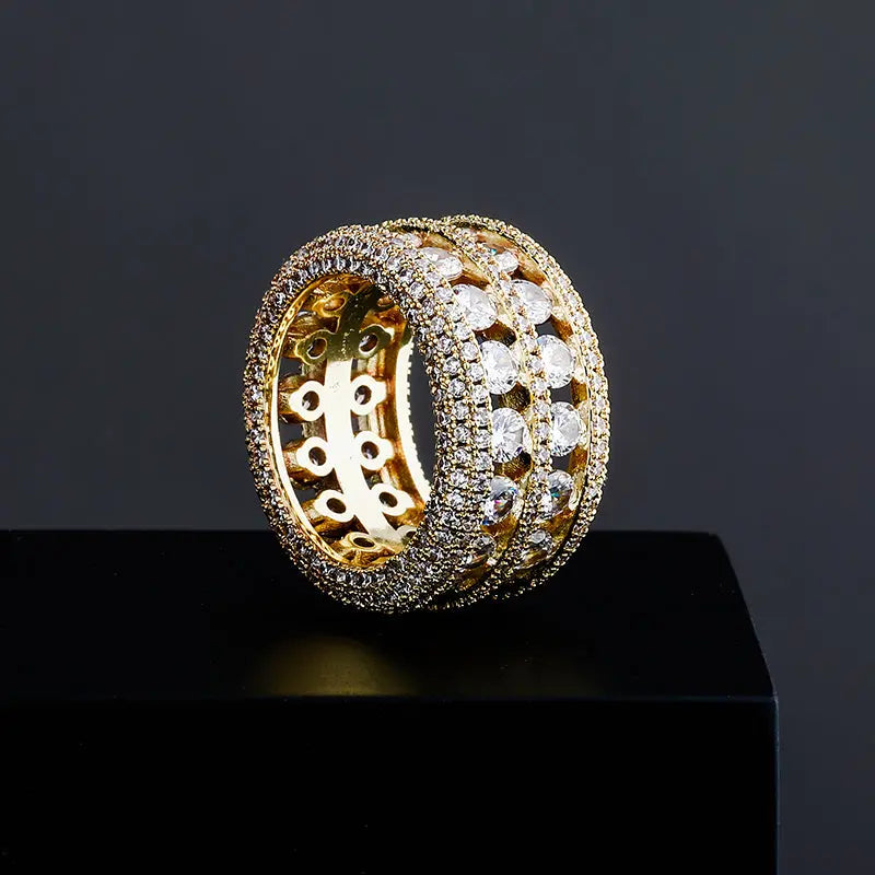 5 Row Diamond Band Ring in Yellow Gold The Icetruck