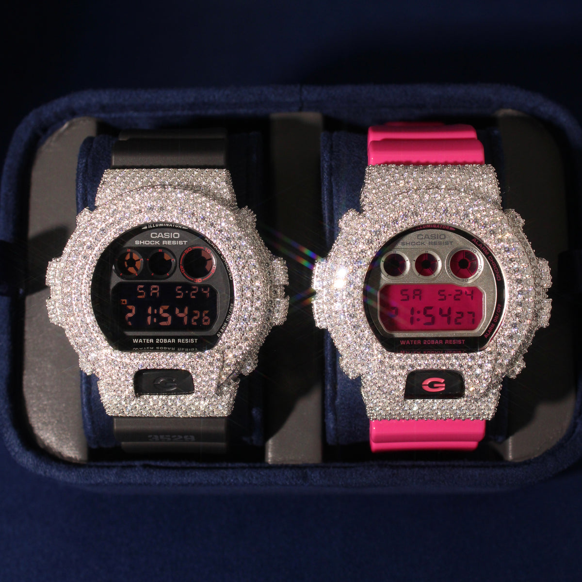 Moissanite Pavé Case for DW-6900 - 925 Silver