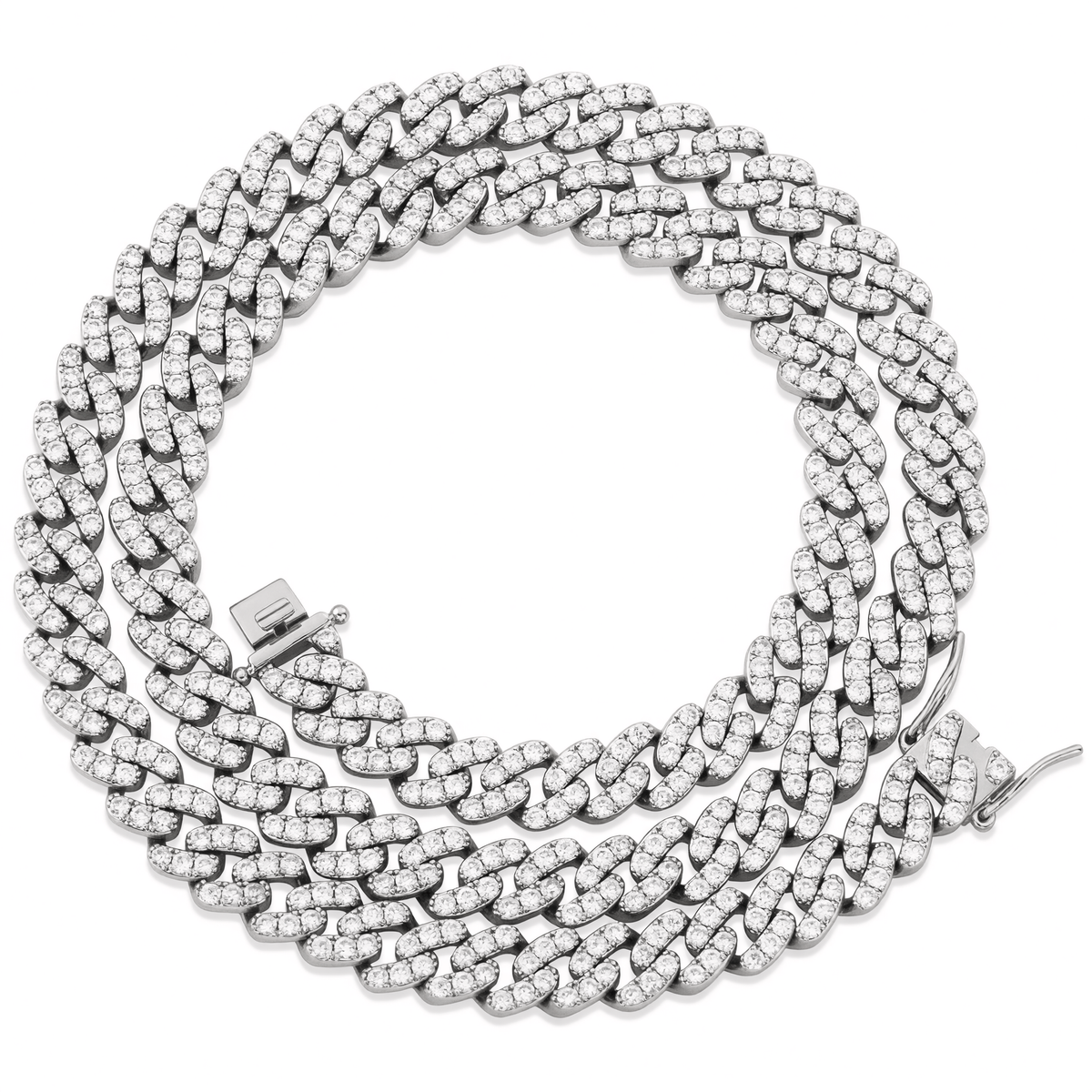 8mm Micro Cuban Link Chain in White Gold
