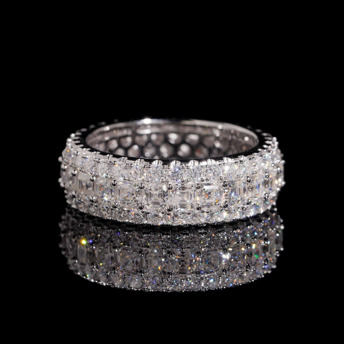 8mm Moissanite Asscher Cut Eternity Ring - 925 Silver