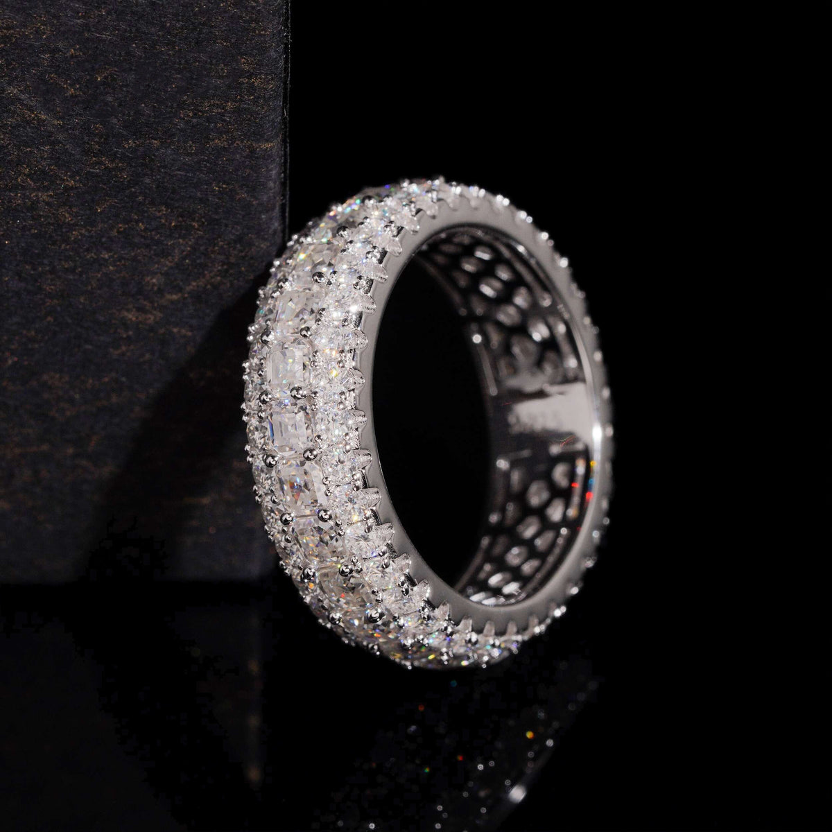 8mm Moissanite Asscher Cut Eternity Ring - 925 Silver