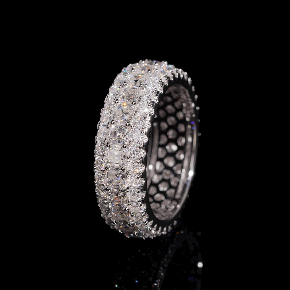 8mm Moissanite Asscher Cut Eternity Ring - 925 Silver