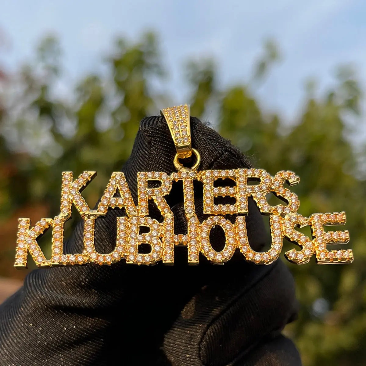 Custom Diamond Micro Font Pendant 18-Letters18kYellowGoldPlated The Icetruck