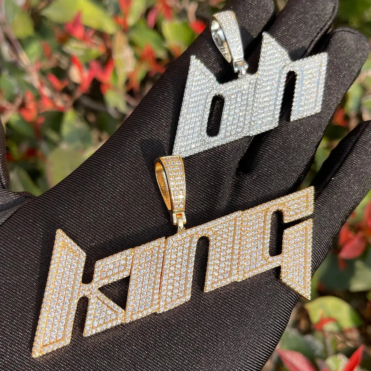 Custom Futuristic Font Pendant 10-Letters18kYellow14kWhiteGoldPlated The Icetruck