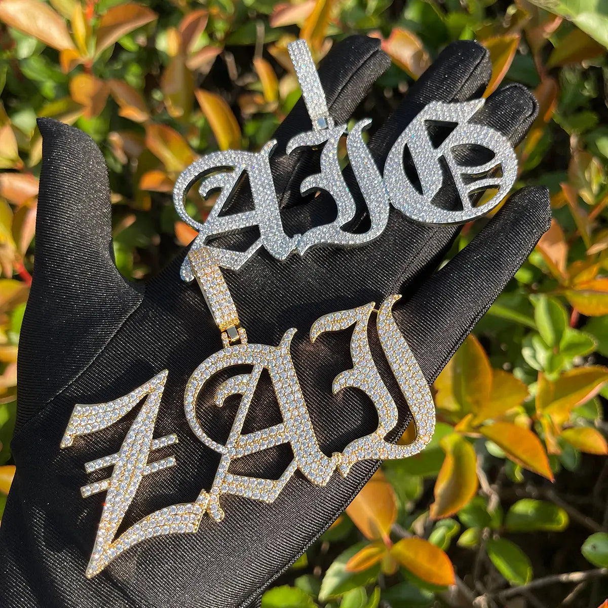 Custom Iced Old English Font Pendant 10-Letters18kYellowGoldPlated The Icetruck