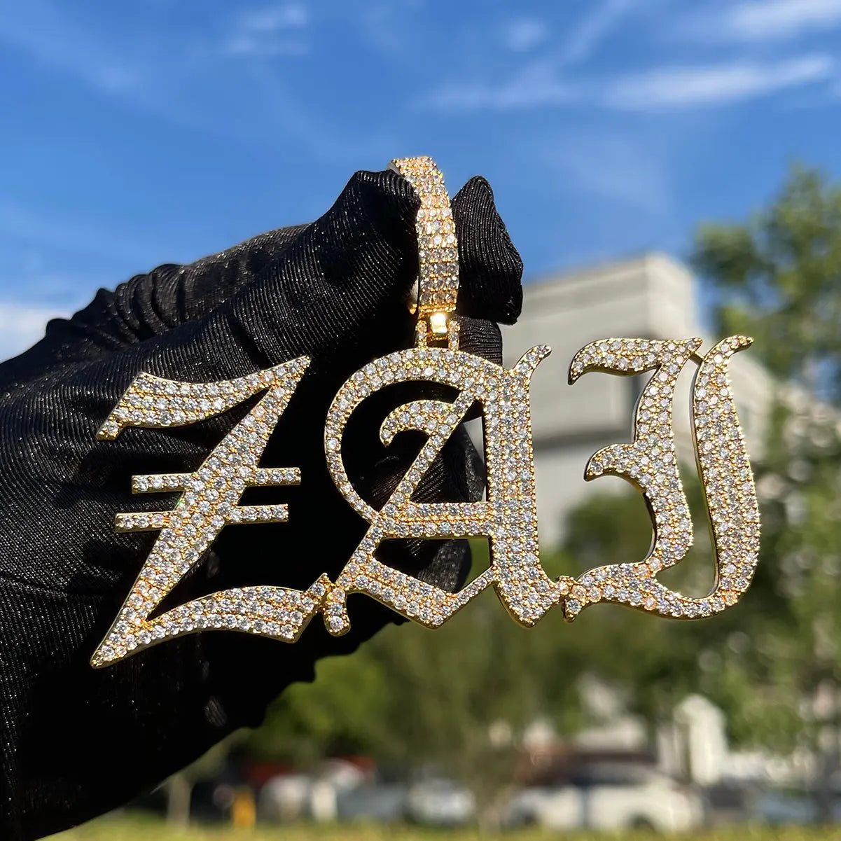 Custom Iced Old English Font Pendant The Icetruck