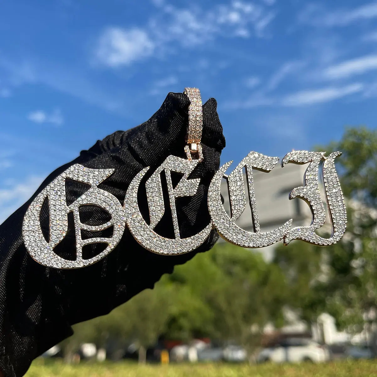 Custom Iced Old English Font Pendant The Icetruck