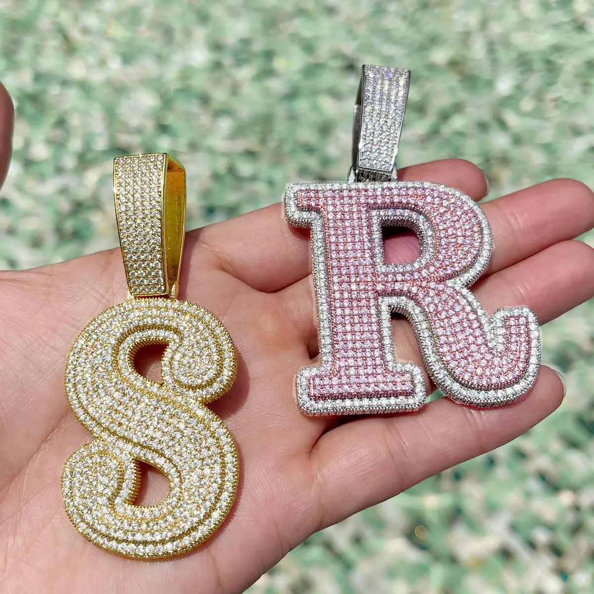 Custom Iced Out Retro Initial Pendant The Icetruck