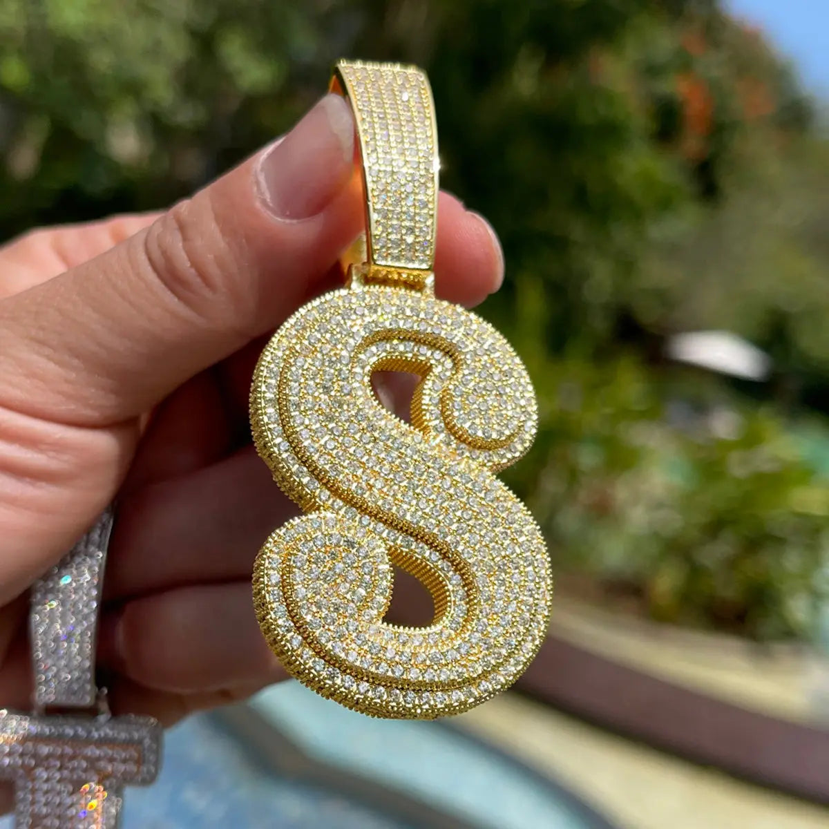 Custom Iced Out Retro Initial Pendant The Icetruck