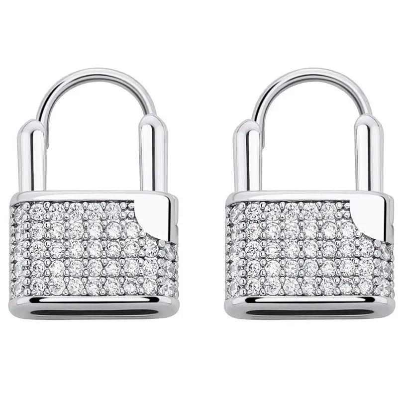 Diamond Lock Earrings in White Gold The Icetruck