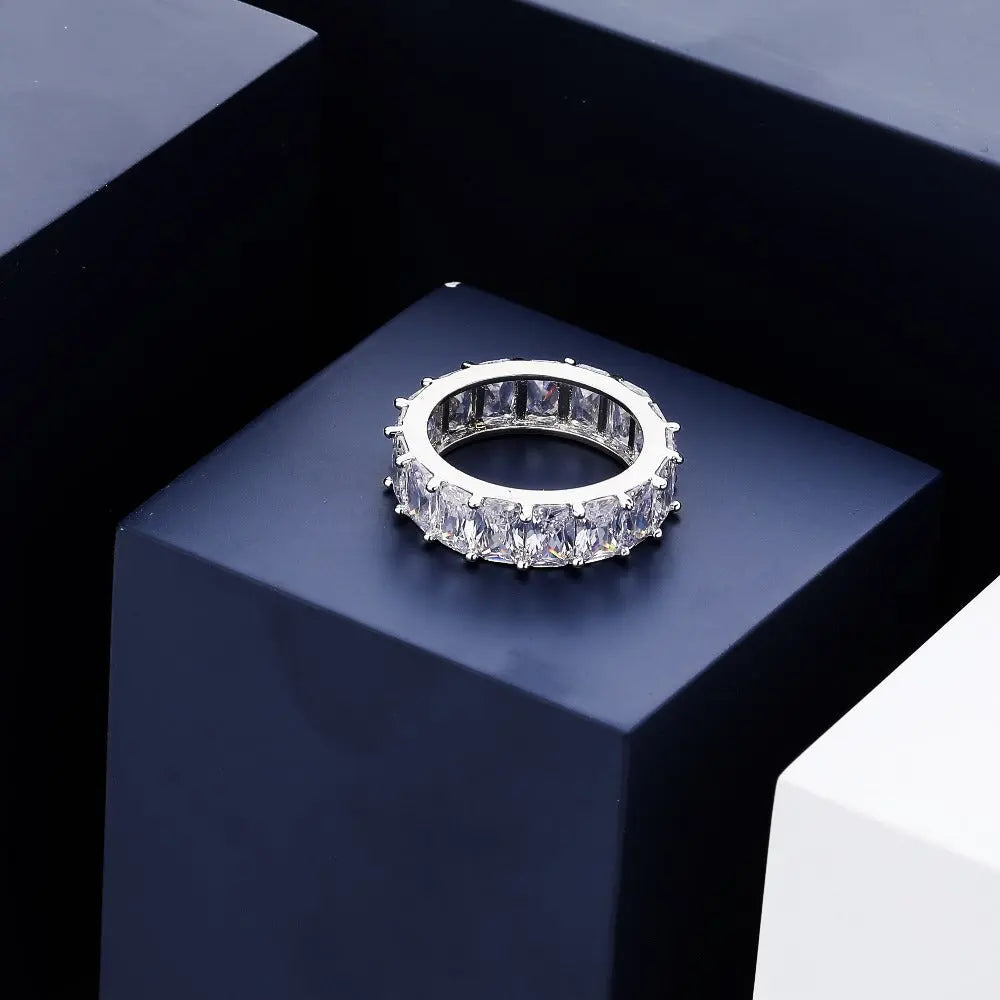 Iced Baguette Ring in White Gold The Icetruck