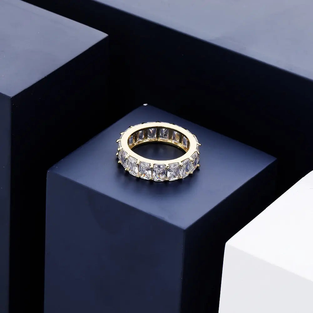 Iced Baguette Ring in Yellow Gold The Icetruck