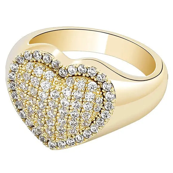 Iced Heart Ring in Yellow Gold 1062mmGoldVermeilmadetoorder The Icetruck
