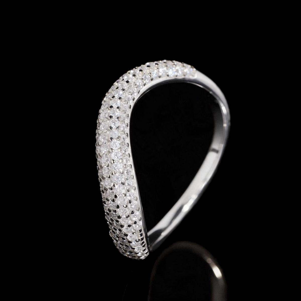 Moissanite Stackable Wave Ring - 925 Silver