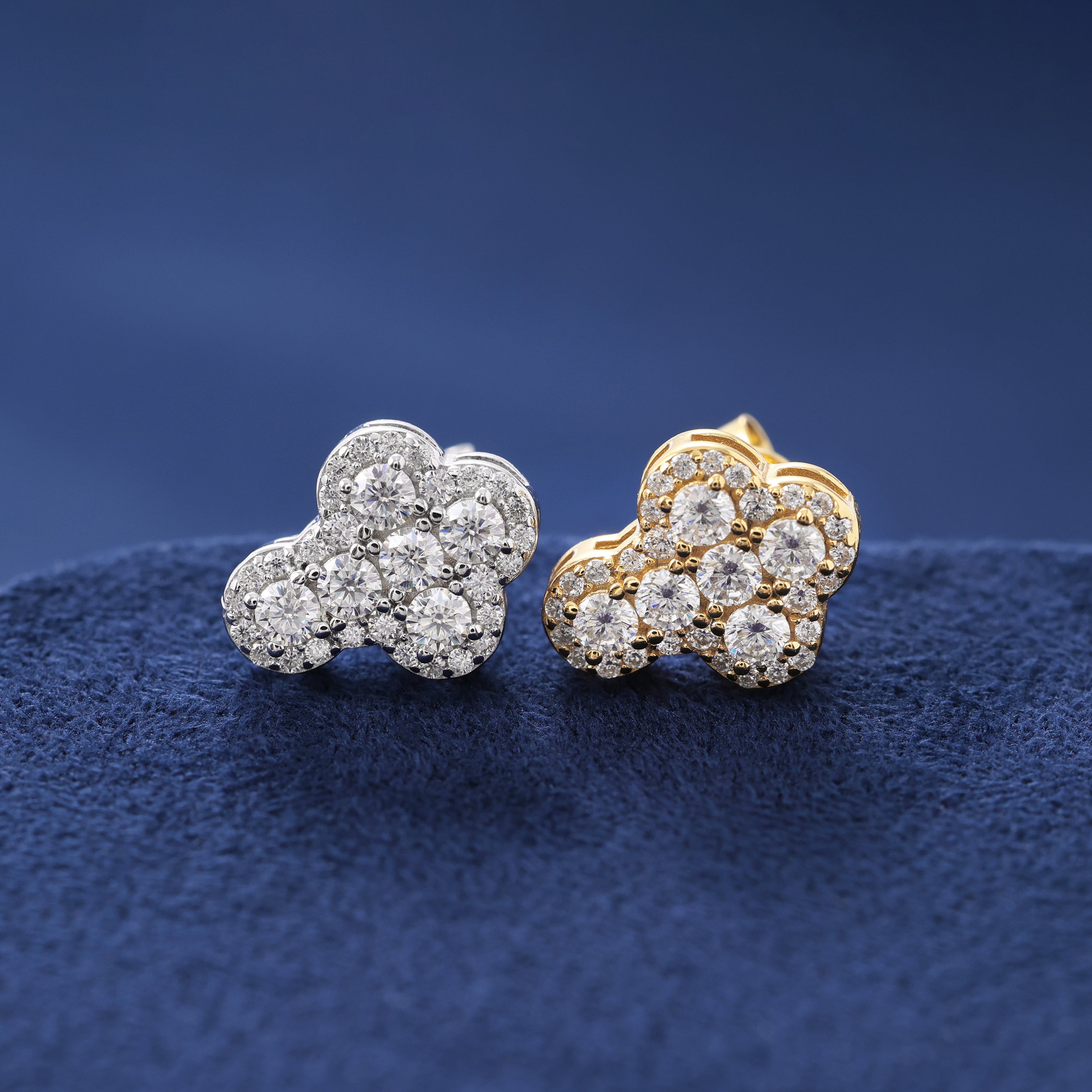 Moissanite Clustered Cross Earrings in Gold Vermeil