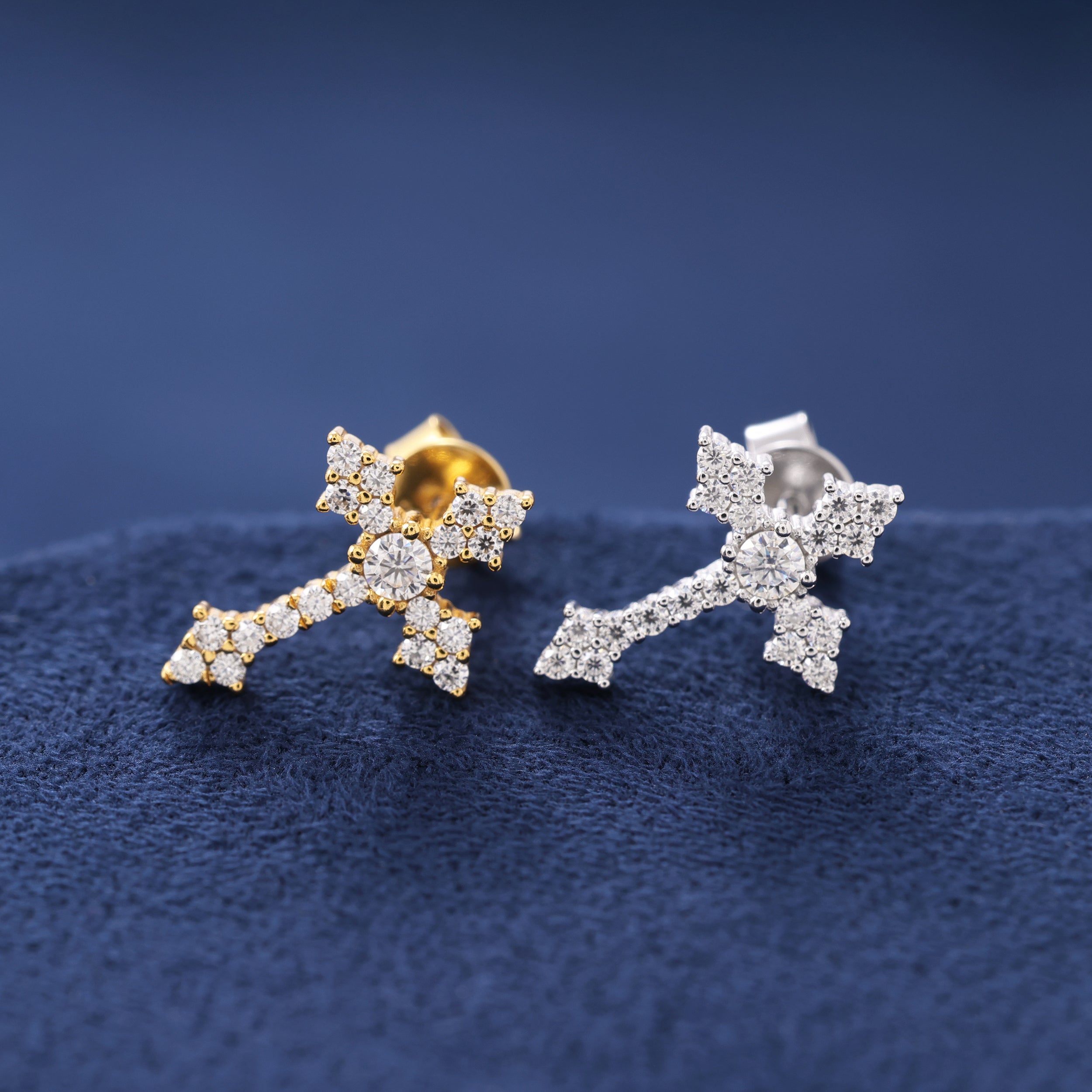 Moissanite Cross Earrings in 925 Silver