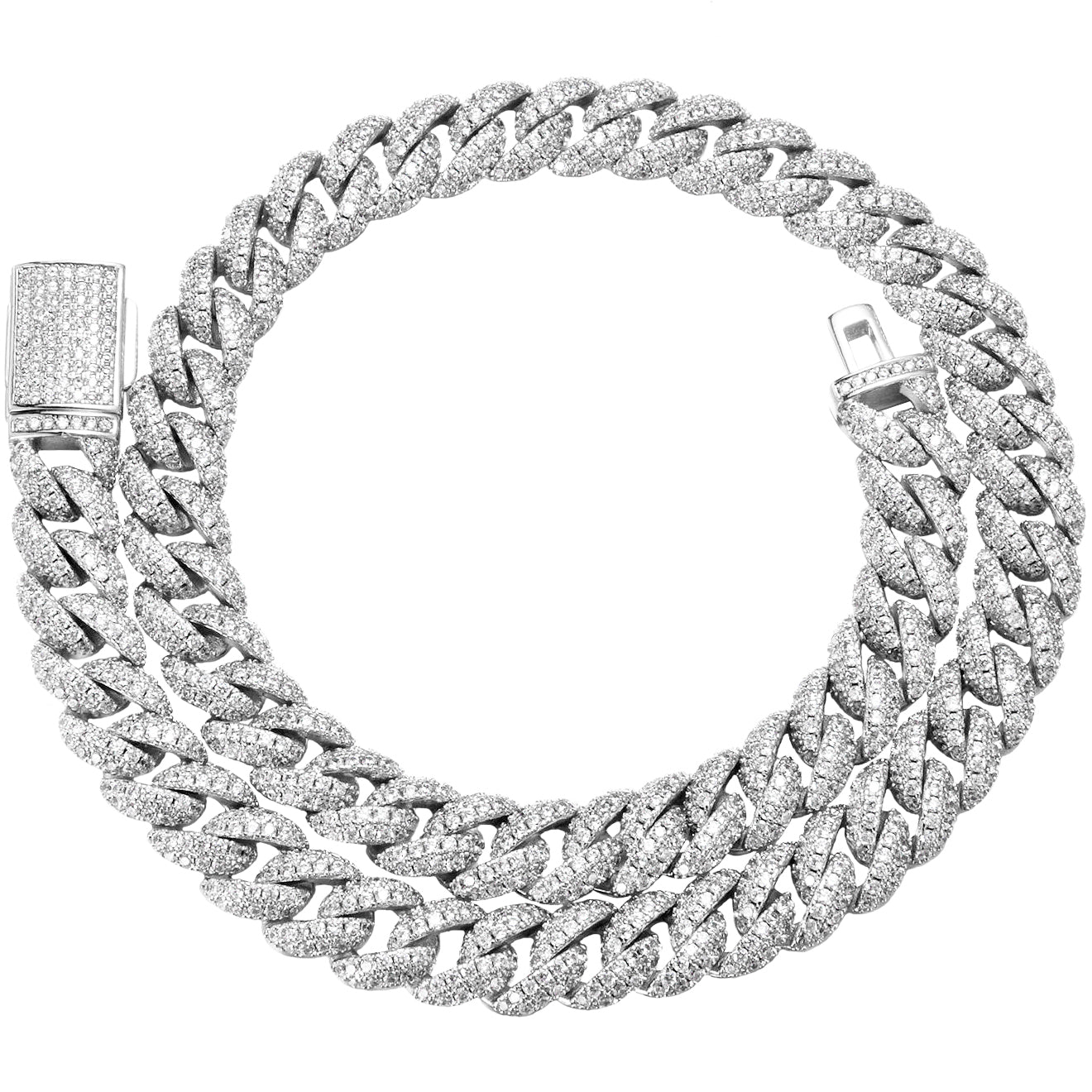 10mm Iced Cuban Link Chain - 925 Silver