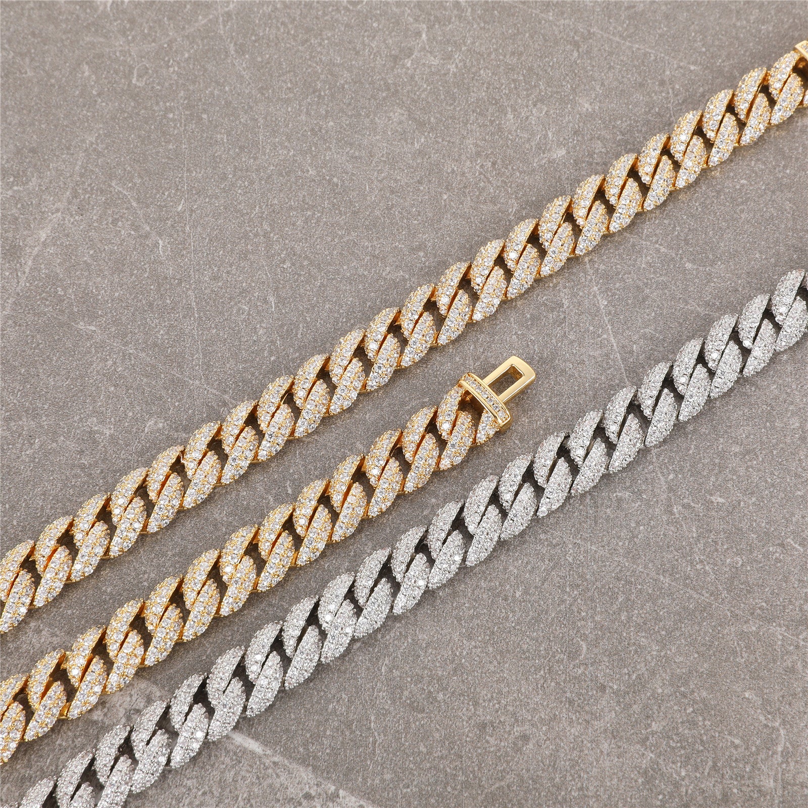 10mm Iced Cuban Link Bracelet in Yellow Gold