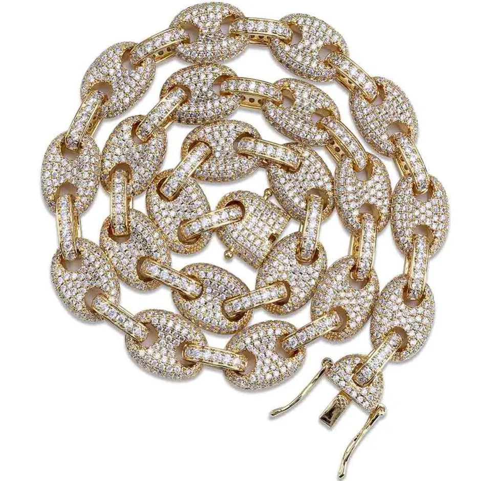 12mm Iced G-Link Chain in Yellow Gold 2255.9cm  The Icetruck